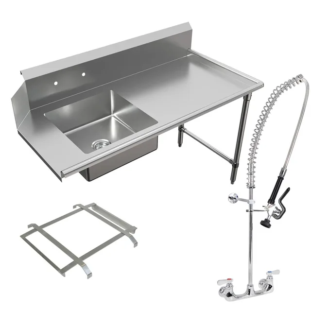 BK Resources BKSDT-60-R-SS-P2-G — Dish Table, 60"W x 30.38"D x 46.25"H, 18-ga