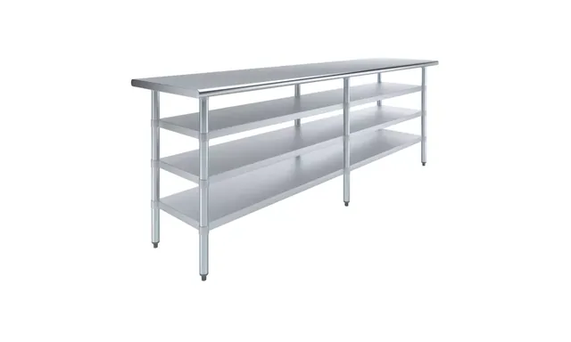 AmGood AMGWT-2496-3SH — Work Table, 96"W x 24"D, 18-ga 430 stainless steel