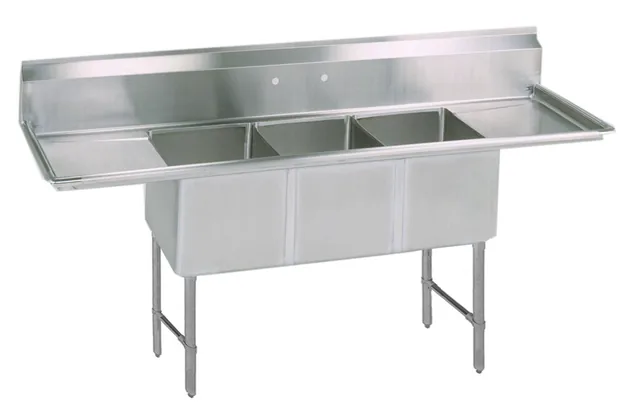 BK Resources BKS-3-1620-14-18TS — 3-Compartment Sink, 16"W x 20"D, stainless steel