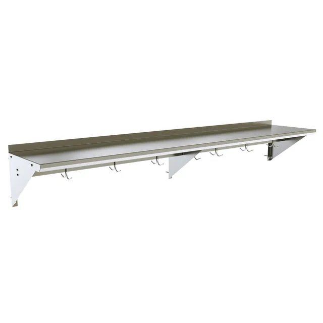 BK Resources BKWS-1684-PR — Wall Shelf, 84"W x 16"D, stainless steel