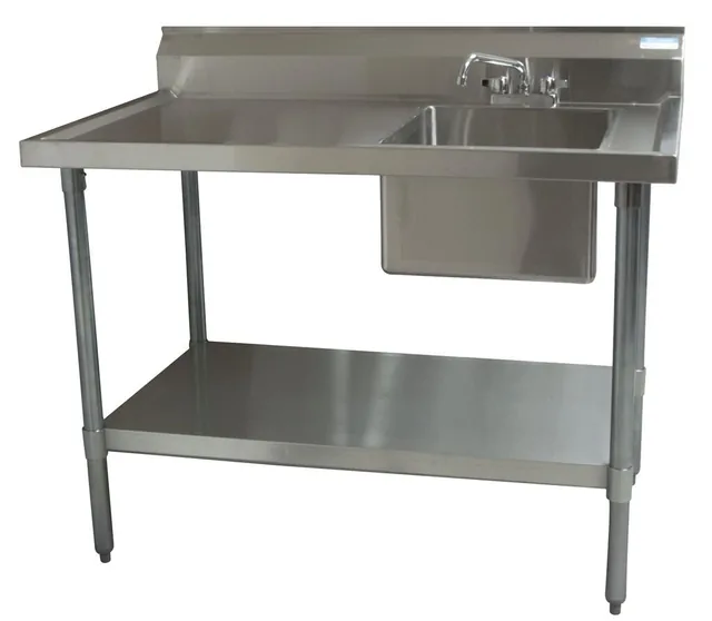 BK Resources BKMPT-3048S-R-P-G — Work Table, 48"W x 30"D x 41.75"H, 18-ga 430 stainless steel