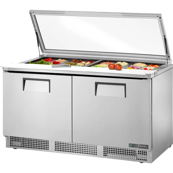 True TFP-64-24M-FGLID-HC — Sandwich / Prep Table with 2 Doors, 64.12"W x 32.25"D
