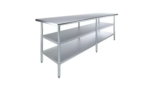AmGood AMGWT-3096-2SH — Work Table, 96"W x 30"D, 18-ga 430 stainless steel