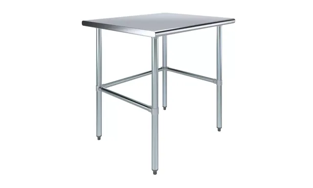 AmGood AMGWT-3036-RCB — Work Table with Open Base, 36"W x 30"D, 18-ga 430 stainless steel