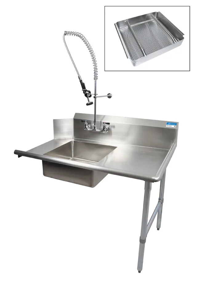 BK Resources BKSDT-48-R-SS-P3-G — Dish Table, 48"W x 30.38"D x 46.25"H, 18-ga