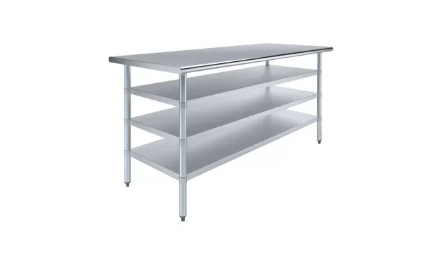 AmGood AMGWT-3072-3SH — Work Table, 72"W x 30"D, 18-ga 430 stainless steel