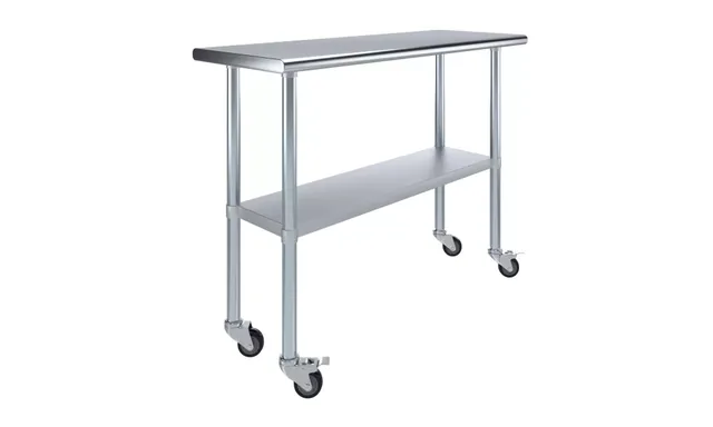 AmGood AMGWT-1848-WHEELS — Work Table with Casters, 48"W x 18"D, 18-ga 430 stainless steel