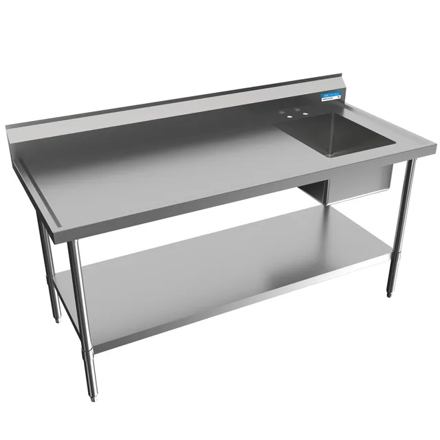 BK Resources BKMPT-3072S-RHD — Work Table, 72"W x 30"D x 41.75"H, 18-ga 430 stainless steel