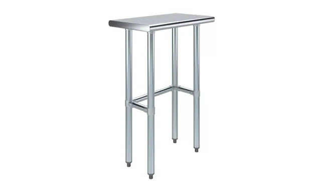 AmGood AMGWT-1424-RCB — Work Table with Open Base, 24"W x 14"D, 18-ga 430 stainless steel