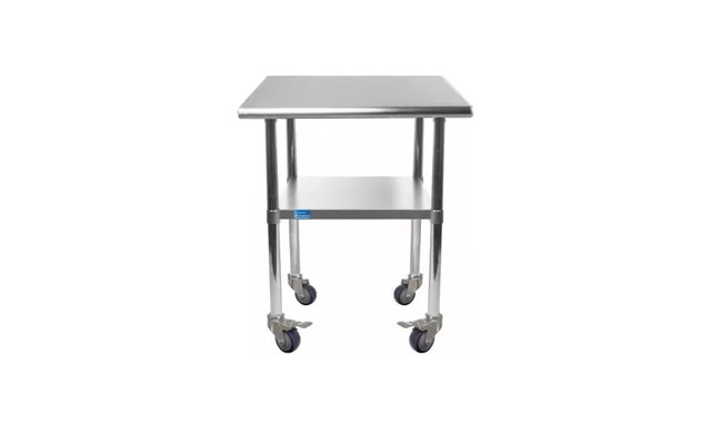 AmGood AMGWT-1818-WHEELS — Work Table with Undershelf & Casters, 18-ga 430 stainless steel