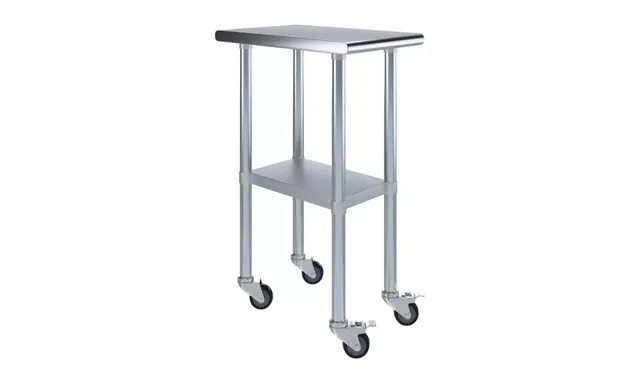 AmGood AMGWT-2415-WHEELS — Work Table with Casters, 15"W x 24"D, 18-ga 430 stainless steel