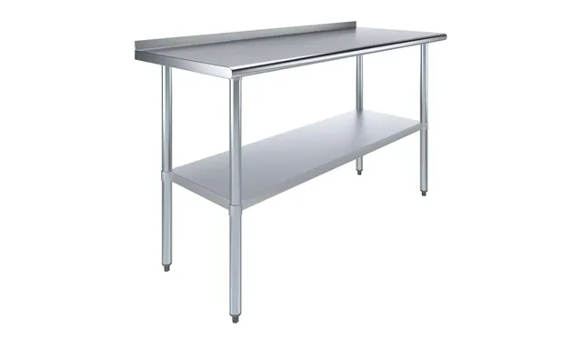 AmGood AMGWT-2460-BS — Work Table with Backsplash, 60"W x 24"D, 18-ga 430 stainless steel