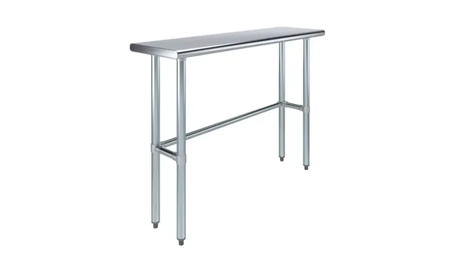 AmGood AMGWT-1448-RCB — Work Table with Open Base, 48"W x 14"D, 18-ga 430 stainless steel
