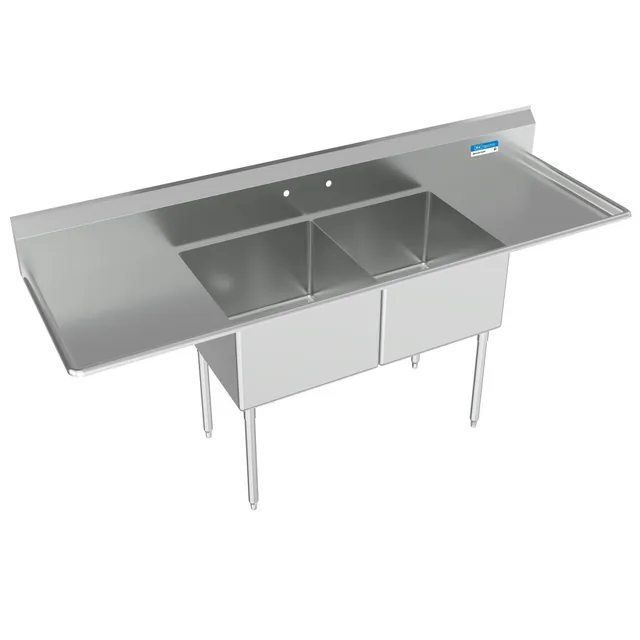BK Resources BKS-2-24-14-24T — 2-Compartment Sink, 24"W x 24"D, stainless steel