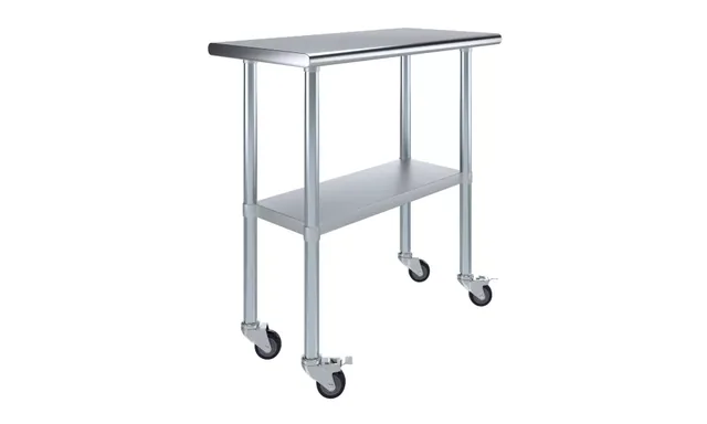 AmGood AMGWT-1836-WHEELS — Work Table with Casters, 36"W x 18"D, 18-ga 430 stainless steel