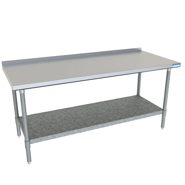 BK Resources VTTR-7230 — Riser-Top Work Table, 72"W x 30"D x 37.5"H, 18-ga stainless steel