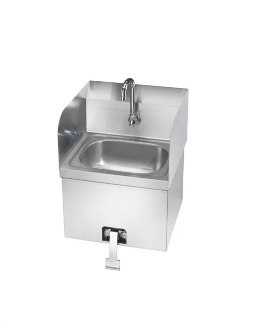 Krowne HS-41 — Wall-Mount Hand Sink, 15.75"W x 15"D, 20-ga 304 stainless, knee valve, side splashes