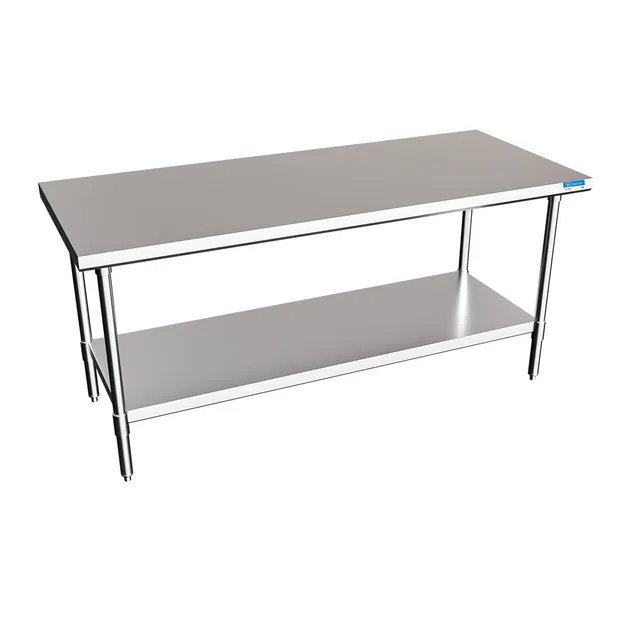 BK Resources SVT-7230 — Work Table with Open Base & Undershelf, 72"W x 30"D, 18-ga 430 stainless steel