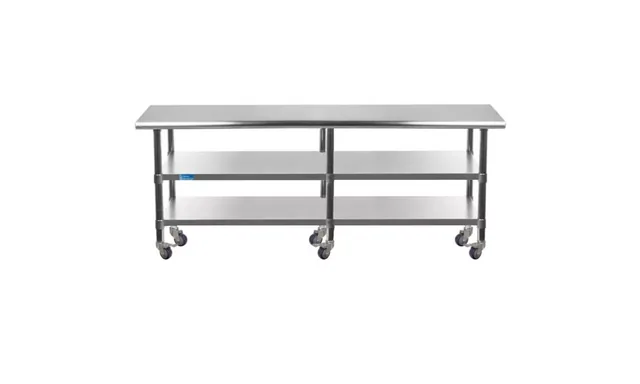 AmGood AMGWT-1884-2SH-WHEELS — Work Table with Casters, 18-ga 430 stainless steel