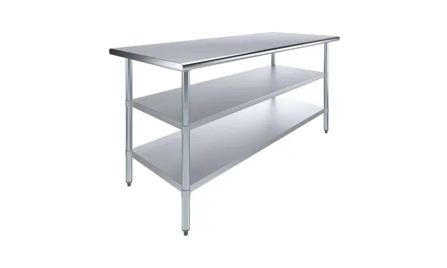AmGood AMGWT-3072-2SH — Work Table, 72"W x 30"D, 18-ga 430 stainless steel