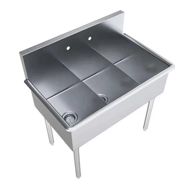 BK Resources BK8BS-3-1221-12 — 3-Compartment Sink, 12"x21" bowls, 18-ga 430 stainless