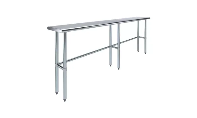 AmGood AMGWT-1496-RCB — Work Table with Open Base, 96"W x 14"D, 18-ga 430 stainless steel