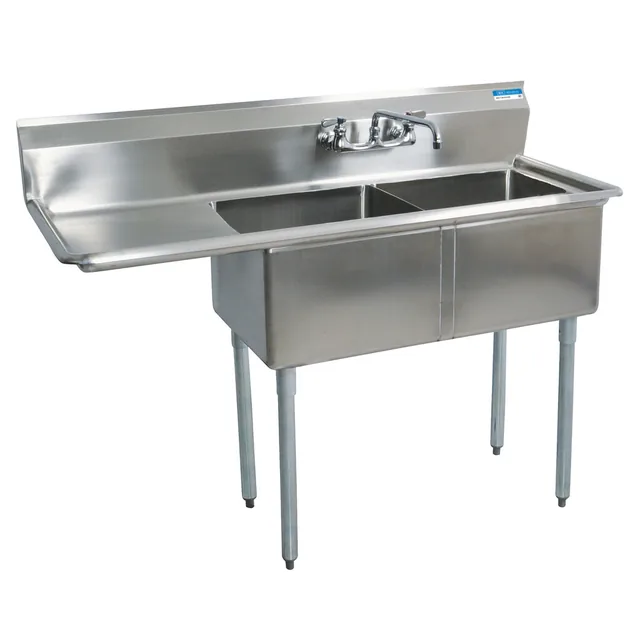 BK Resources BKS-2-18-12-18L — 2-Compartment Sink, 18"W x 18"D, stainless steel