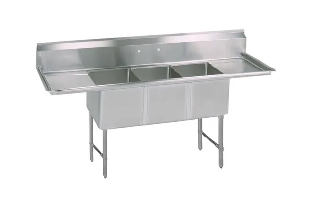 BK Resources BKS6-3-1620-14-24TS — 3-Compartment Sink, 16"W x 20"D, 16-ga 304 stainless steel