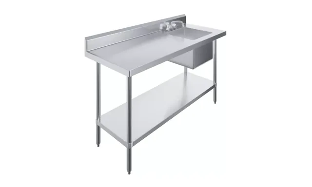 AmGood AMGWTWTPS-2460-R-F — Work Table, 24"W x 60"D, 18-ga 304 stainless steel