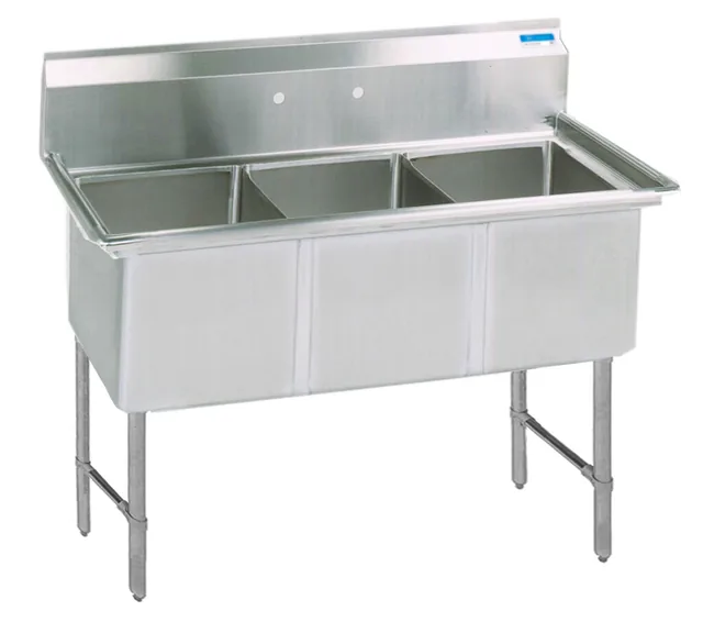 BK Resources BKS-3-1620-12S — 3-Compartment Sink, 16"W x 20"D, stainless steel