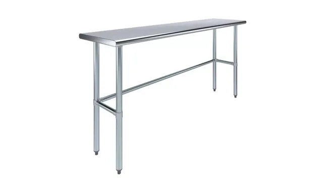 AmGood AMGWT-1872-RCB — Work Table with Open Base, 72"W x 18"D, 18-ga 430 stainless steel