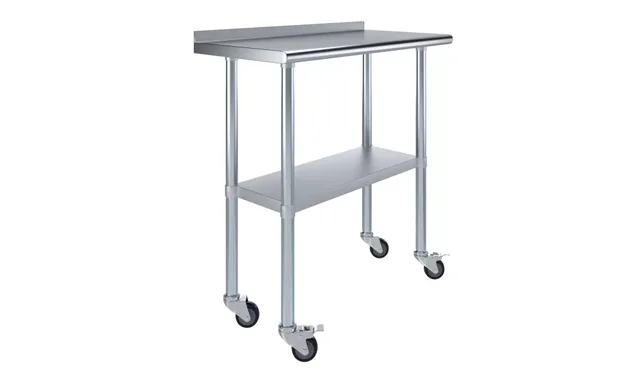 AmGood AMGWT-1836-BS-WHEELS — Work Table with Backsplash & Casters, 18-ga 430 stainless steel