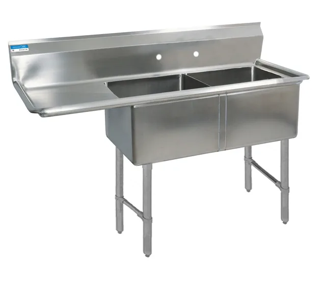 BK Resources BKS6-2-18-14-18LS — 2-Compartment Sink, 18"W x 18"D, stainless steel