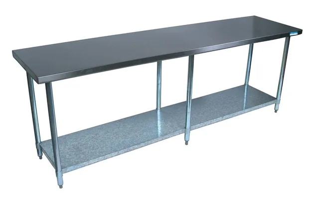 BK Resources VTT-8430 — Work Table with Open Base, 84"W x 30"D, 18-ga 430 galvanized steel