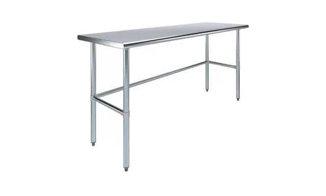 AmGood AMGWT-2472-RCB — Work Table with Open Base, 72"W x 24"D, 18-ga 430 stainless steel