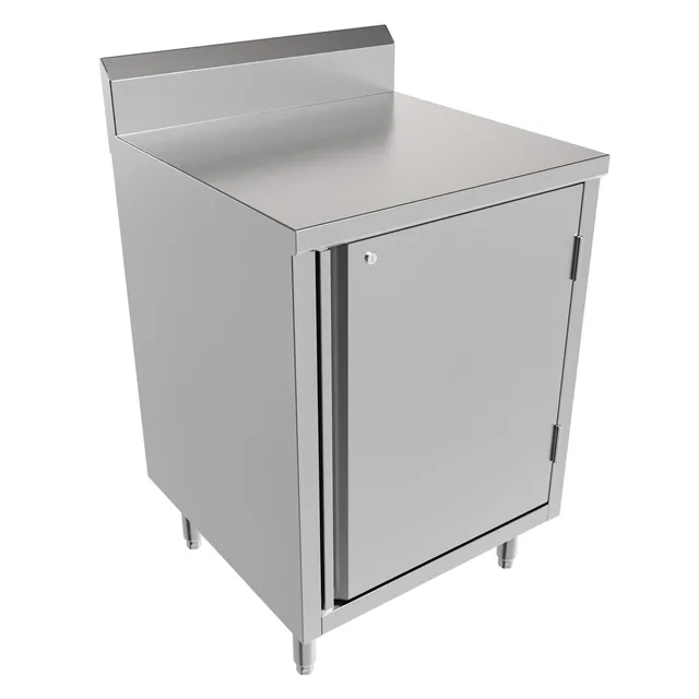 BK Resources CSTR5-2424HL — Cabinet-Base Work Table, 24"W x 24"D, 14-ga 304 stainless with backsplash