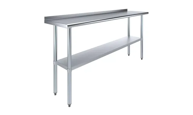 AmGood AMGWT-1872-BS — Work Table with Backsplash, 72"W x 18"D, 18-ga 430 stainless steel
