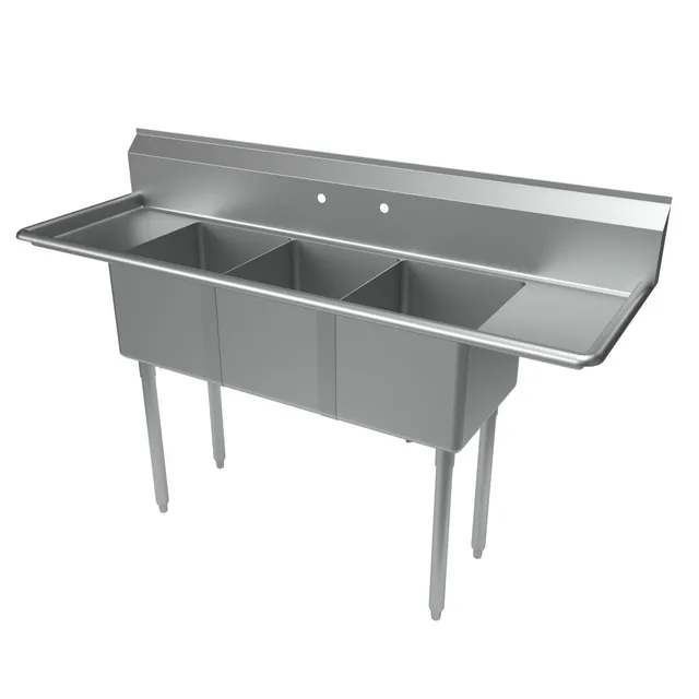 BK Resources BKS-3-1416-12-12T — 3-Compartment Sink, 14"W x 16"D, stainless steel