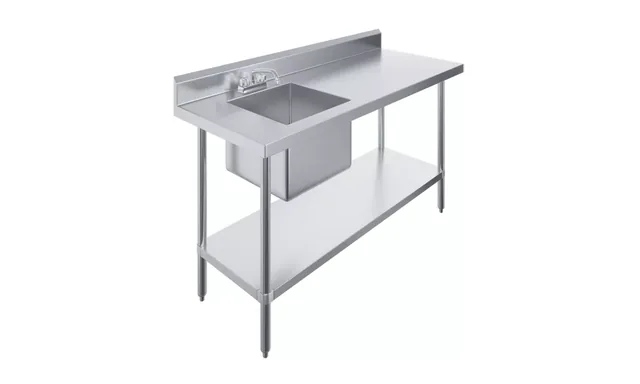 AmGood AMGWTWTPS-2460-L-F — Work Table, 24"W x 60"D, 18-ga 304 stainless steel