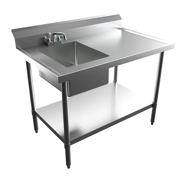 BK Resources BKMPT-3048G-L-P-G — Work Table, 48"W x 30"D x 41.75"H, 18-ga 430 stainless steel