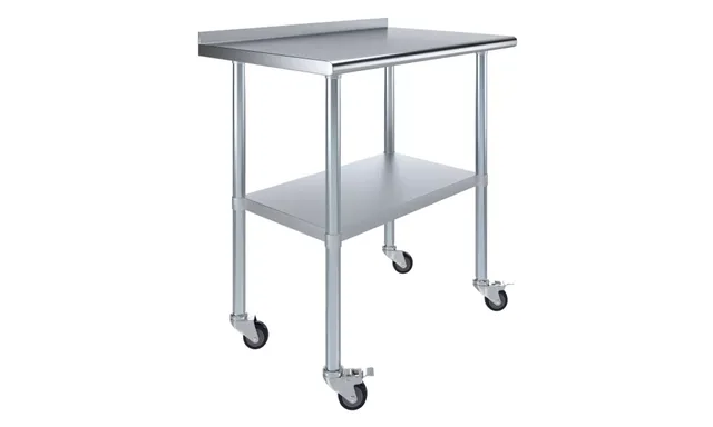 AmGood AMGWT-2436-BS-WHEELS — Work Table with Backsplash & Casters, 18-ga 430 stainless steel