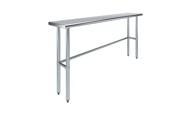 AmGood AMGWT-1472-RCB — Work Table with Open Base, 72"W x 14"D, 18-ga 430 stainless steel