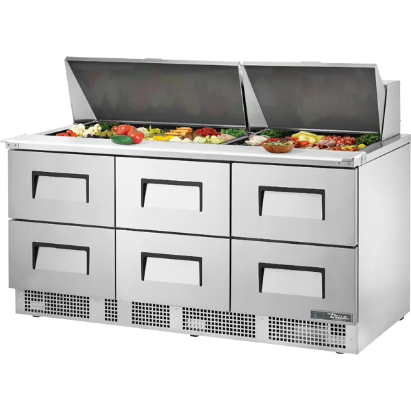 True TFP-72-30M-D-6-HC — Sandwich / Prep Table, 72.12"W x 31.5"D