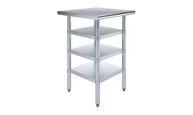 AmGood AMGWT-2424-3SH — Work Table, 24"W x 24"D, 18-ga 430 stainless steel