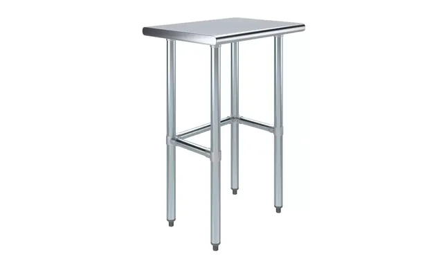 AmGood AMGWT-1824-RCB — Work Table with Open Base, 24"W x 18"D, 18-ga 430 stainless steel