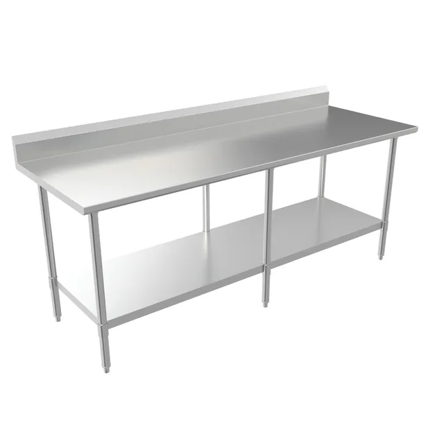 BK Resources CVTR5-8430 — Riser-Top Work Table, 84"W x 30"D x 34.75"H, 16-ga 304 stainless steel