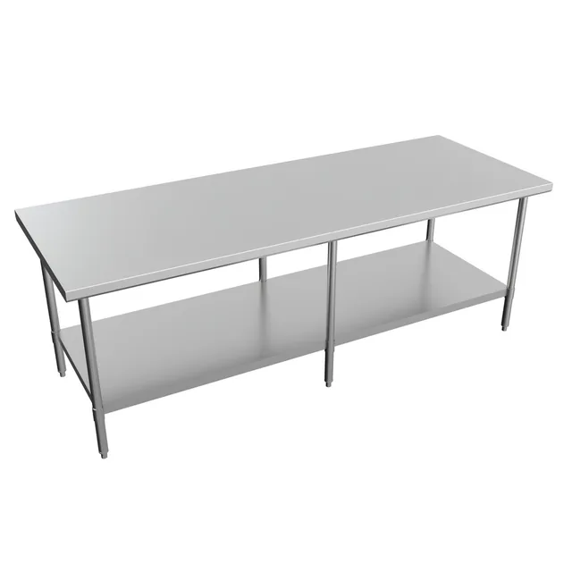 BK Resources CVT-9636 — Work Table with Open Base, 96"W x 36"D x 34.75"H, 16-ga 304 stainless steel
