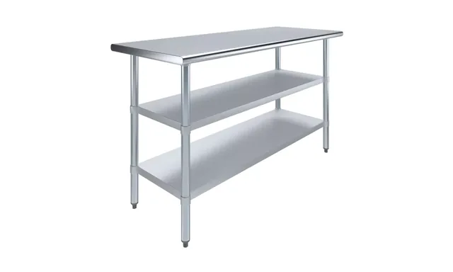 AmGood AMGWT-2460-2SH — Work Table, 60"W x 24"D, 18-ga 430 stainless steel