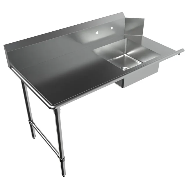 BK Resources BKSDT6-60-L-SS — Dish Table, 60"W x 30.37"D x 46.25"H, 16-ga