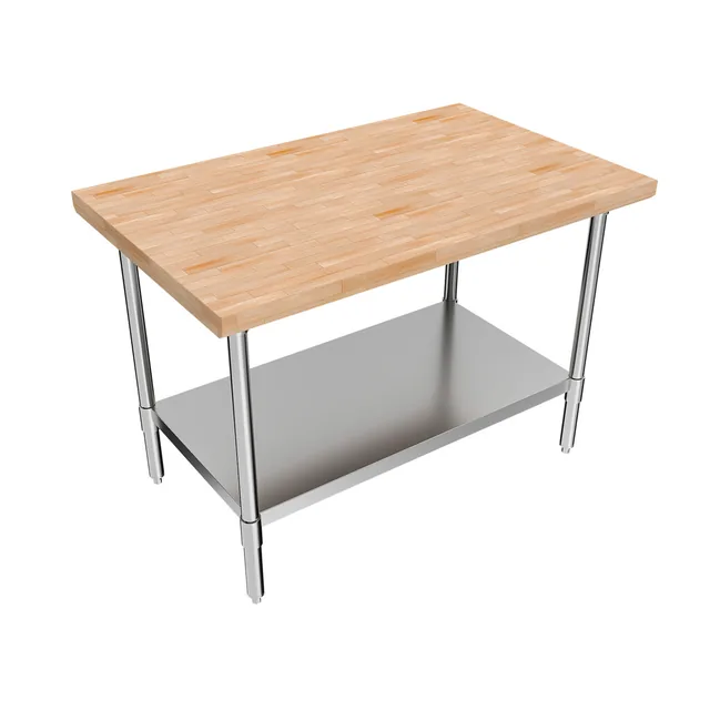 BK Resources MFTS-4836 — Work Table with Undershelf, 48"W x 36"D x 34.75"H, hard maple top